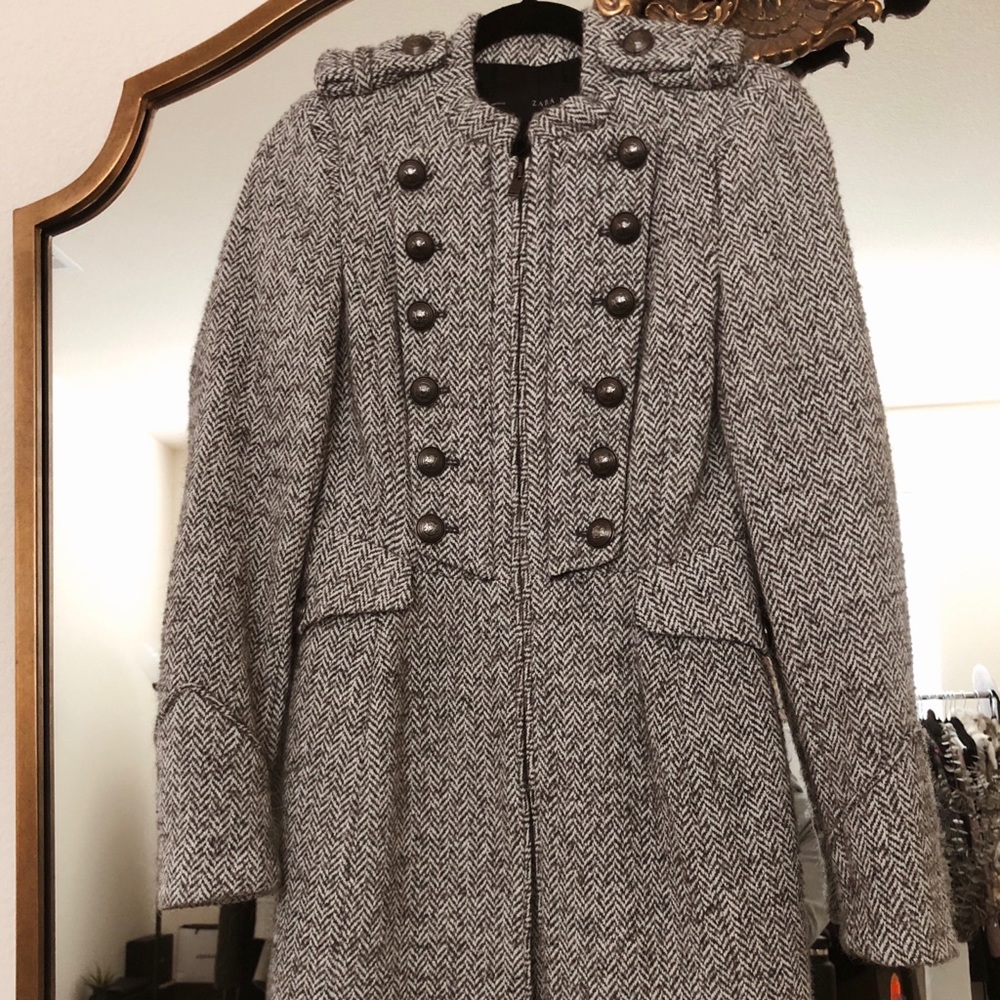 Zara Tweed Military Coat